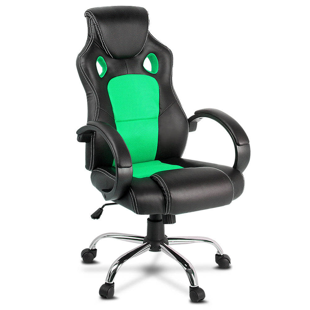 Racing Style PU Leather Office Desk Chair - Green