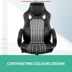 Racing Style PU Leather Office Desk Chair - Grey