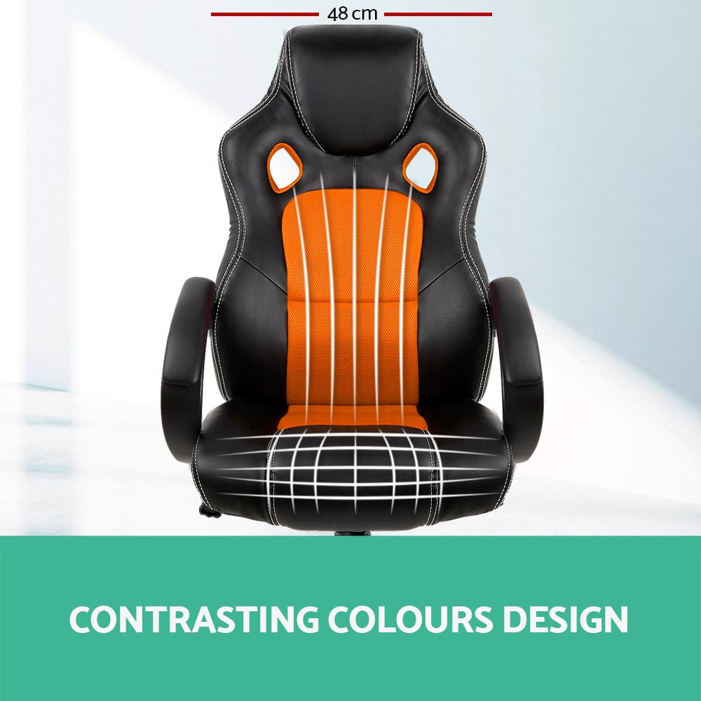 Racing Style PU Leather Office Desk Chair - Orange