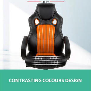 Racing Style PU Leather Office Desk Chair - Orange