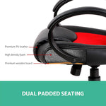 Racing Style PU Leather Office Desk Chair - Red