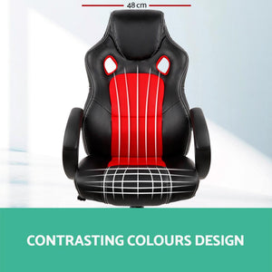 Racing Style PU Leather Office Desk Chair - Red
