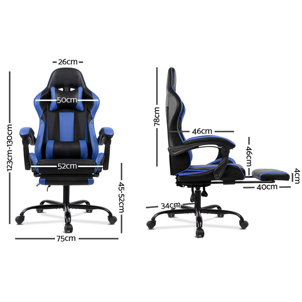 Gaming Office Chair Computer Seating Racer Black and Blue