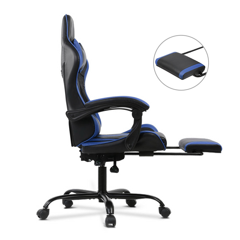 Gaming Office Chair Computer Seating Racer Black and Blue