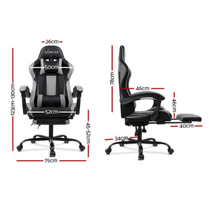 Gaming Office Chair Computer Seating Racer Black and Grey