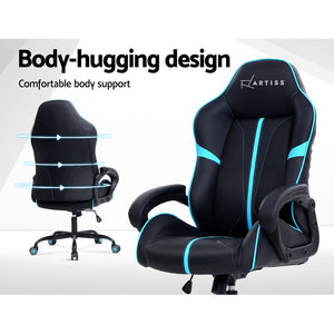 Artiss Gaming Office Chair Computer Chairs Leather Seat Racer Racing Meeting Chair Balck Blue