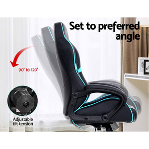 Artiss Gaming Office Chair Computer Chairs Leather Seat Racer Racing Meeting Chair Balck Blue