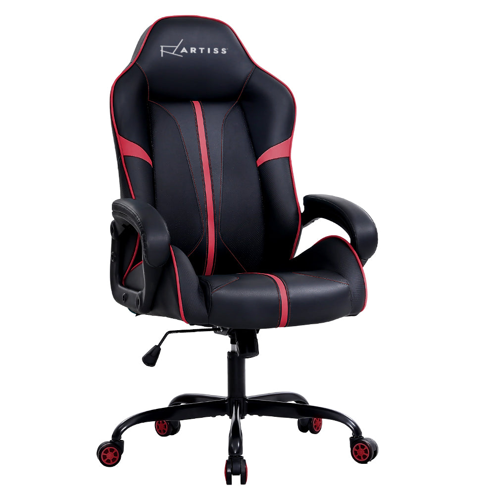 Artiss Gaming Office Chair Computer Chairs Leather Seat Racer Racing Meeting Chair Balck Red