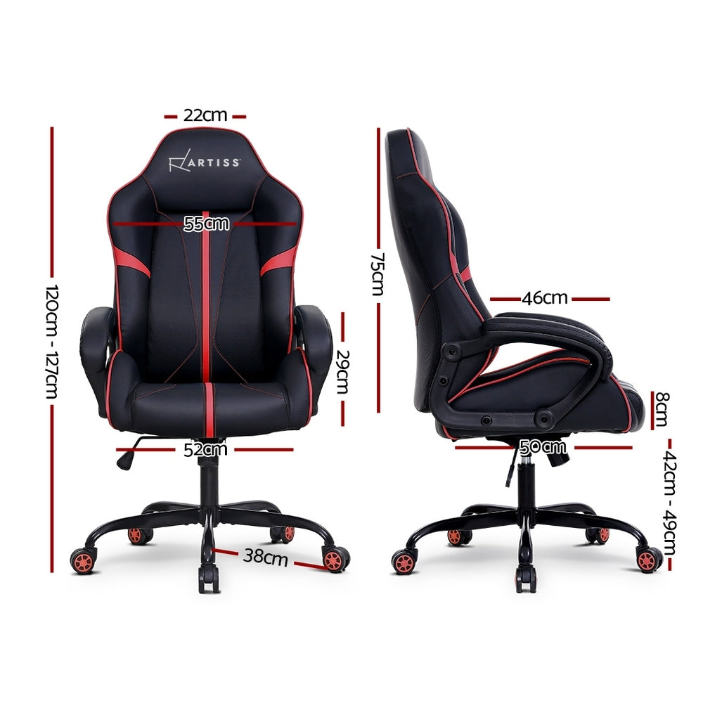 Artiss Gaming Office Chair Computer Chairs Leather Seat Racer Racing Meeting Chair Balck Red