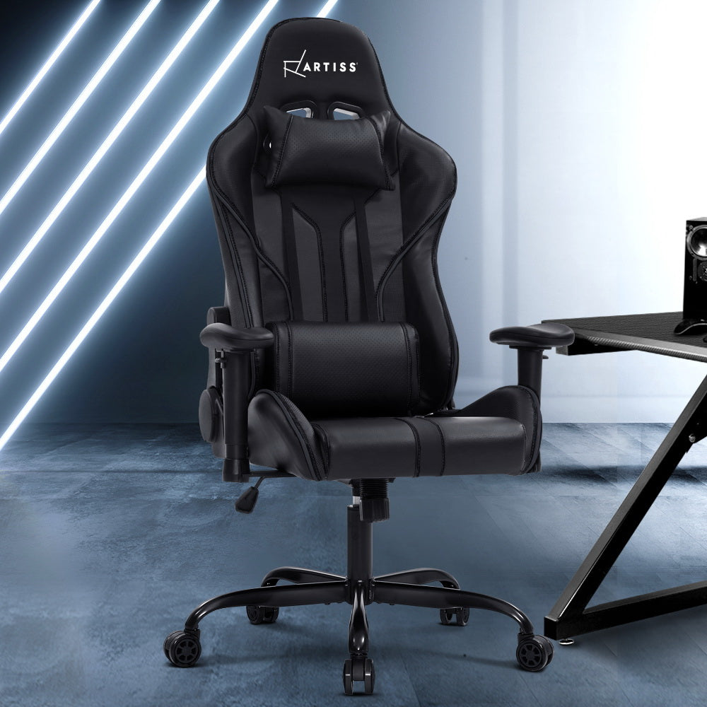 Artiss Gaming Office Chair Computer Chairs Leather Seat Racer Racing Meeting Chair Balck