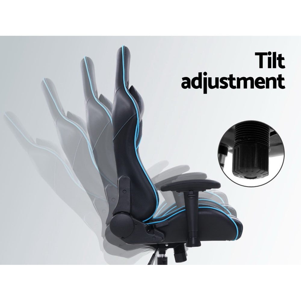 Artiss Gaming Office Chair Computer Chairs Leather Seat Racing Racer Recliner Meeting Chair Black Blue