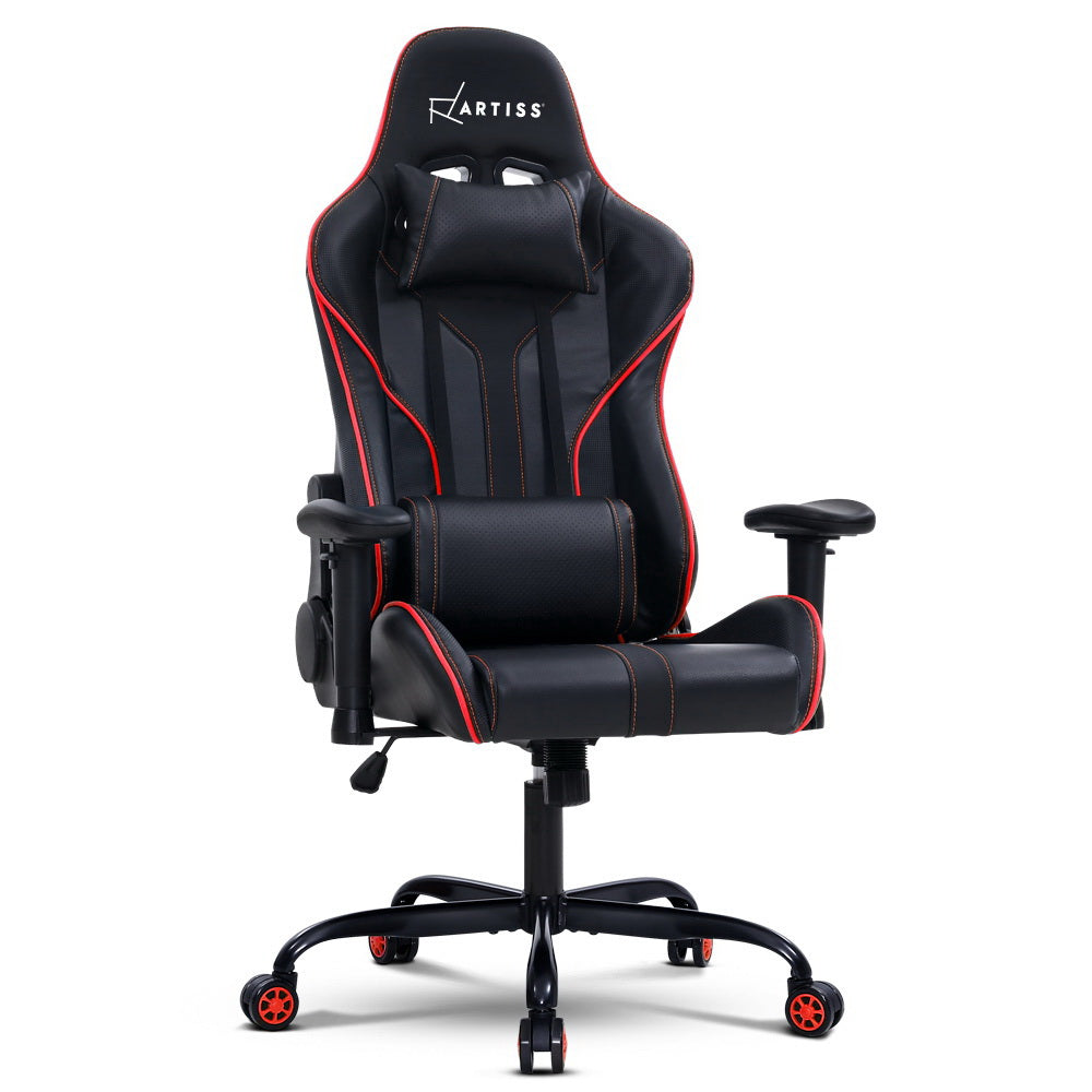 Artiss Gaming Office Chair Computer Chairs Leather Seat Racing Racer Recliner Meeting Chair Black Red