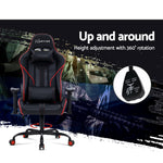 Artiss Gaming Office Chair Computer Chairs Leather Seat Racing Racer Recliner Meeting Chair Black Red