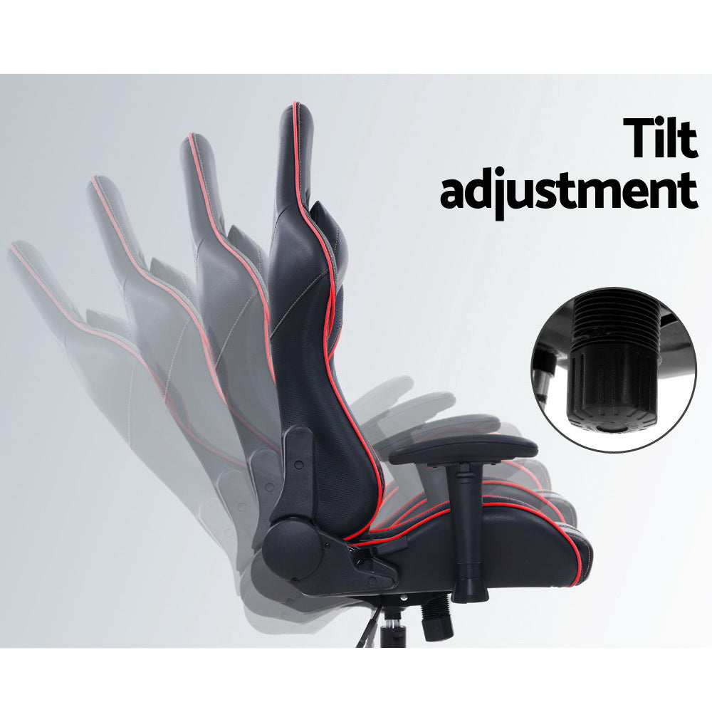 Artiss Gaming Office Chair Computer Chairs Leather Seat Racing Racer Recliner Meeting Chair Black Red