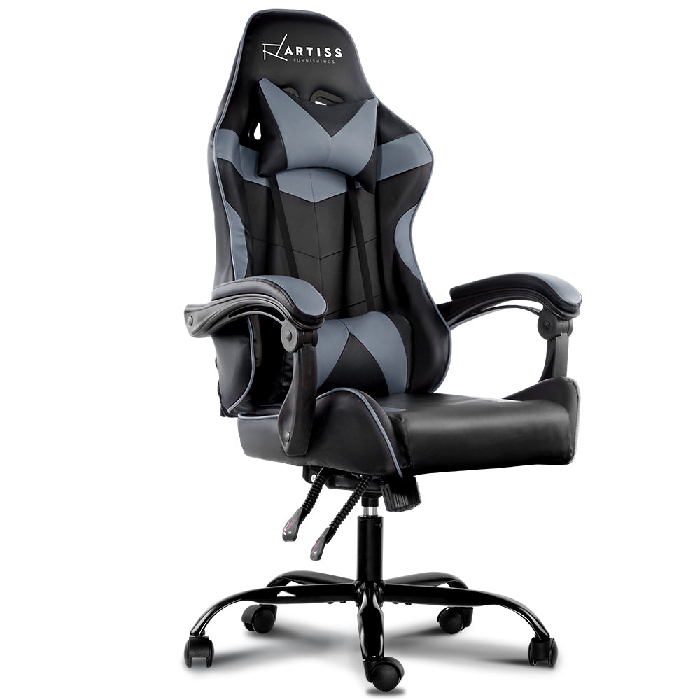 Artiss Office Chair Gaming Chair Computer Chairs Recliner PU Leather Seat Armrest Black Grey