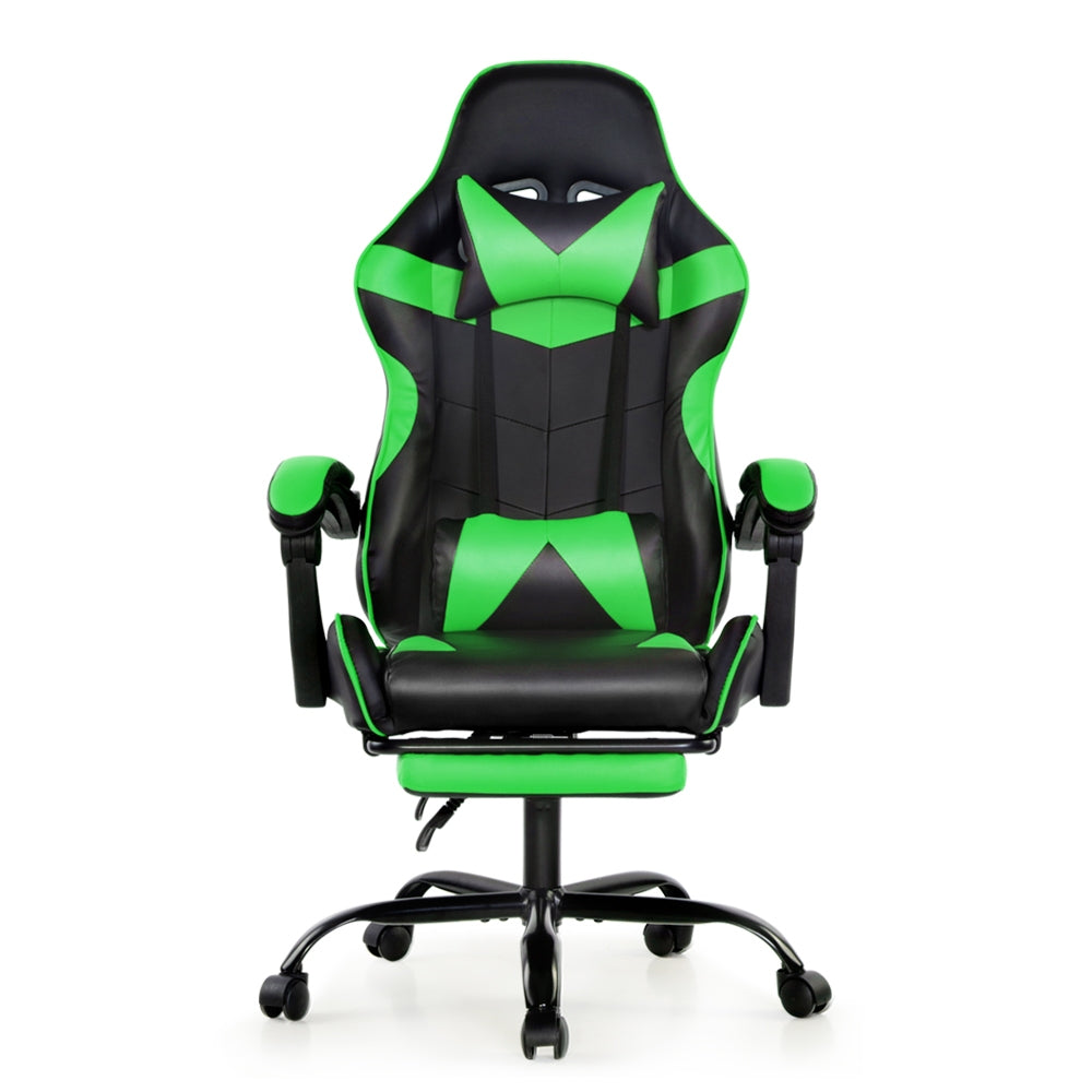 Artiss Office Chair Gaming Chair Computer Chairs Recliner PU Leather Seat Armrest Footrest Black Green