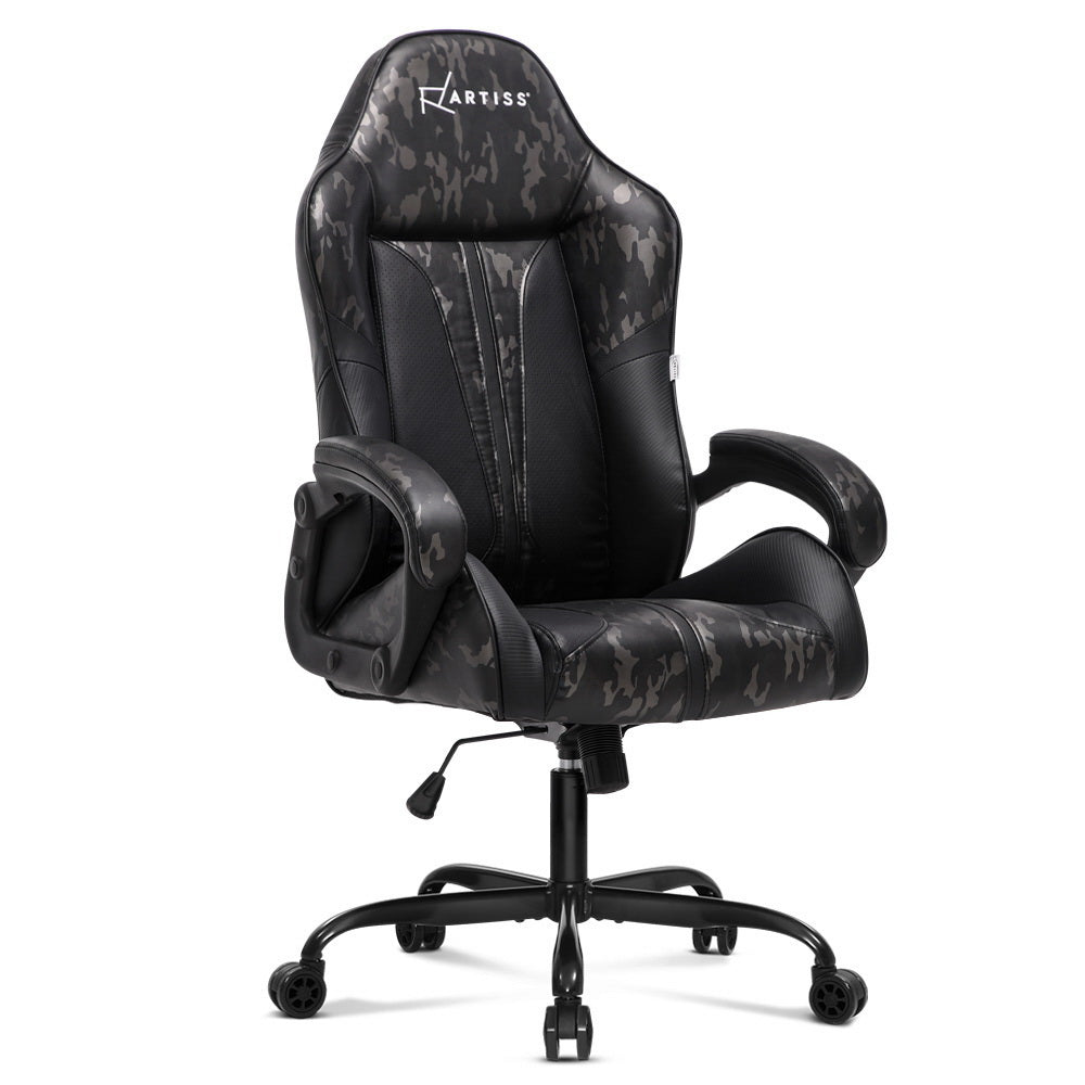 Artiss Gaming Office Chair Computer Chairs Leather Seat Racing Racer Meeting Chair Grey Camouflage