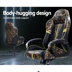 Artiss Gaming Office Chair Computer Chairs Leather Seat Racing Racer Meeting Chair Green Camouflage