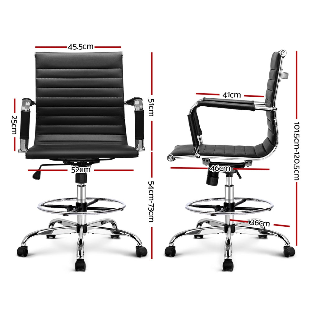 Artiss Office Chair Veer Drafting Stool Mesh Chairs Armrest Standing Desk Black