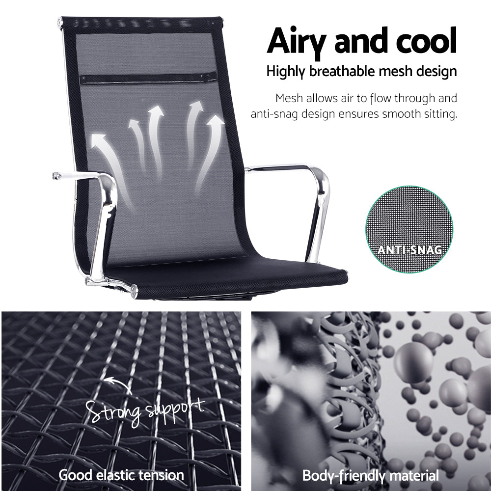 Artiss Mesh Reclining Armchair - Black