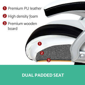 PU Leather Racing Style Office Desk Chair - Black &White