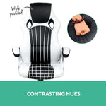 PU Leather Racing Style Office Desk Chair - Black &White