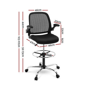 Veer Drafting Stool Office Chair Mesh Adjust Black