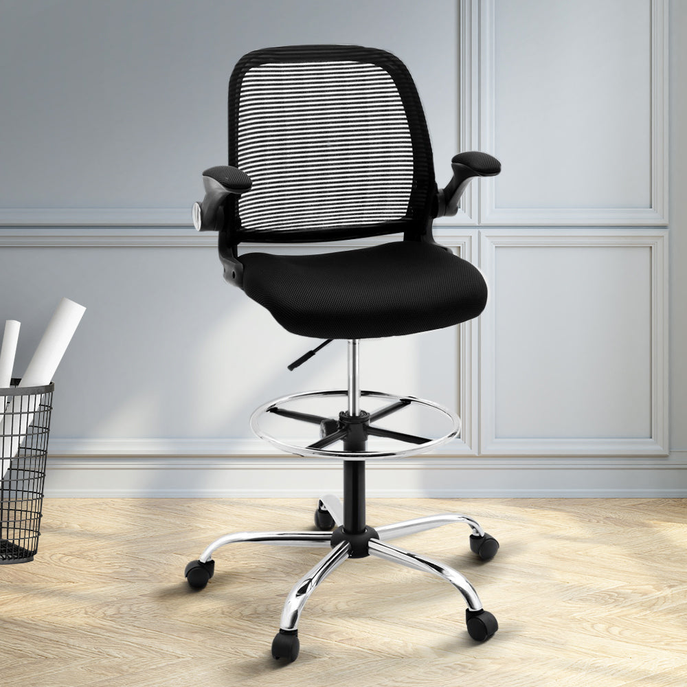 Veer Drafting Stool Office Chair Mesh Adjust Black