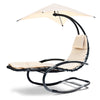 Gardeon Outdoor Rocking Armchair with Shade - Black & Beige