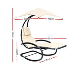 Gardeon Outdoor Rocking Armchair with Shade - Black & Beige