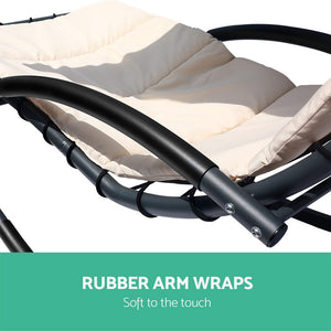 Gardeon Outdoor Rocking Armchair with Shade - Black & Beige