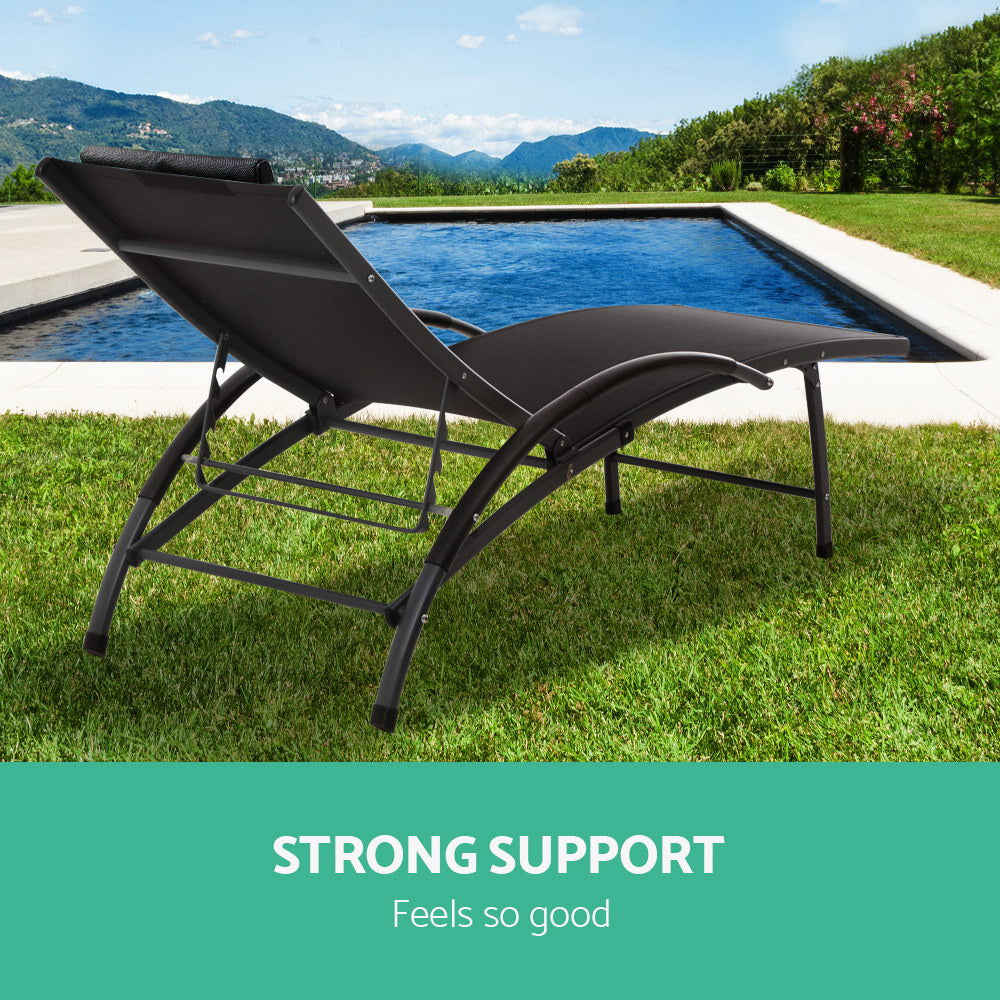 Gardeon Portable Reclining Lounge Chair - Black