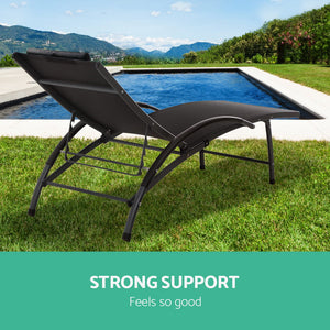 Gardeon Portable Reclining Lounge Chair - Black