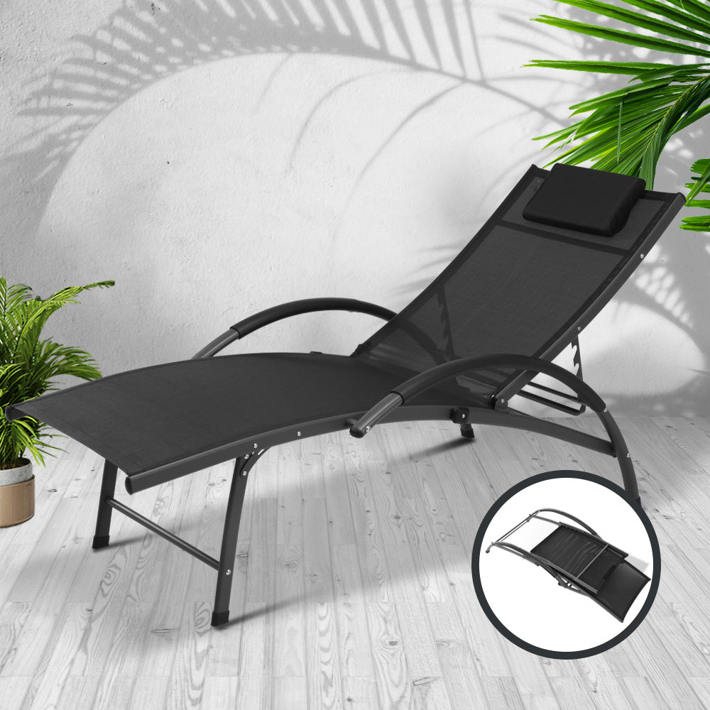 Gardeon Portable Reclining Lounge Chair - Black