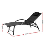 Gardeon Outdoor Sun Lounge Beach Chair Folding Recliner Garden Patio Furniture Black