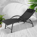 Gardeon Outdoor Sun Lounge Beach Chair Folding Recliner Garden Patio Furniture Black