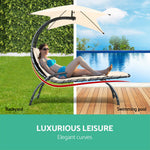 Gardeon Outdoor Lounge Chair with Shade - Beige