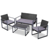 Gardeon 4PC Outdoor Furniture Patio Table Chair Black