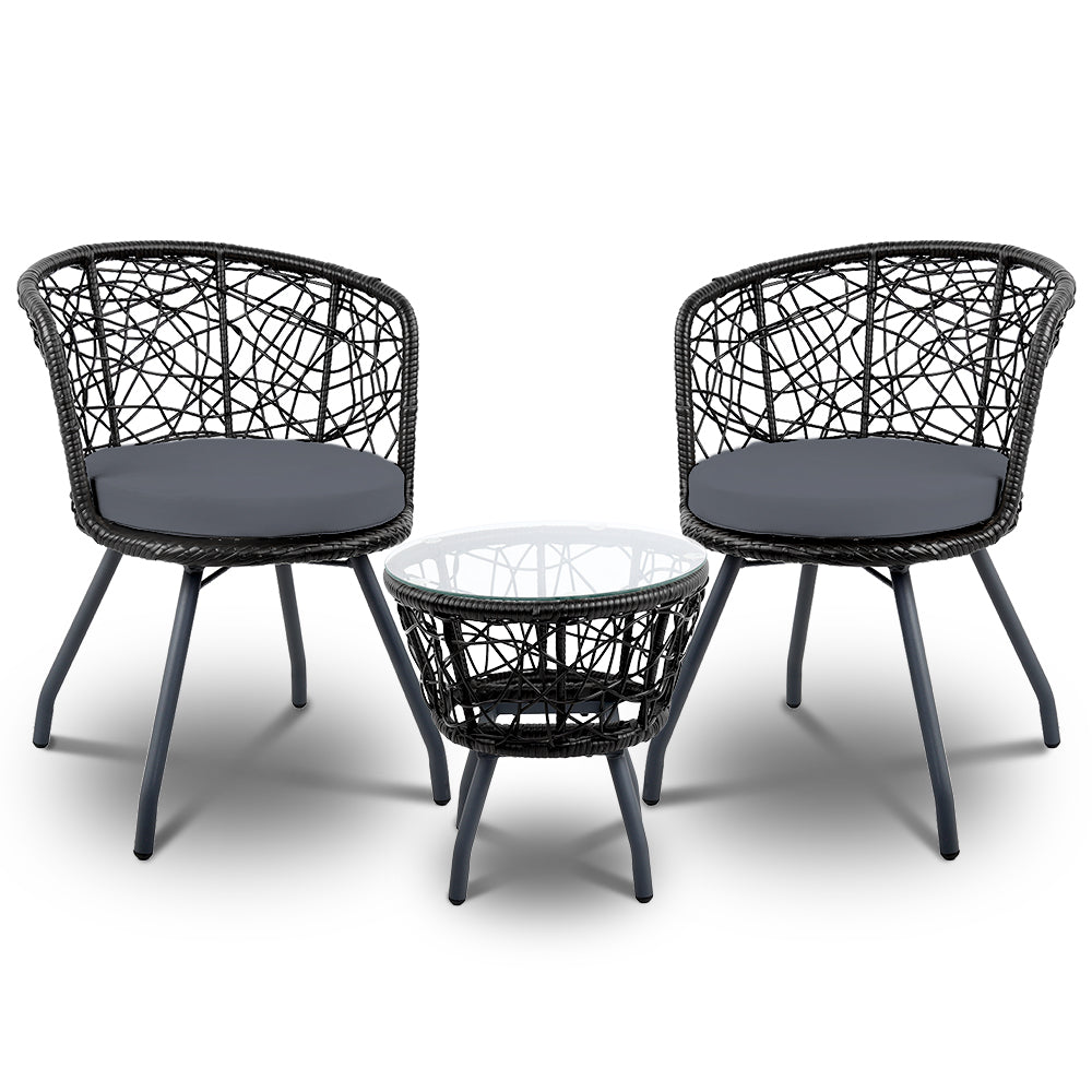 Gardeon Outdoor Patio Chair and Table - Black