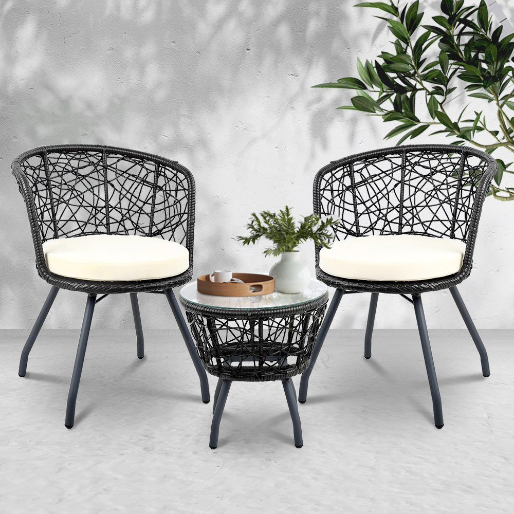 Gardeon Outdoor Patio Chair and Table - Black