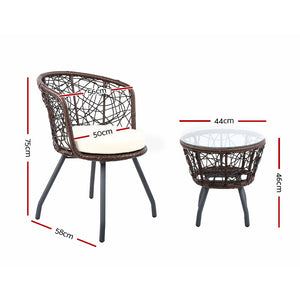 Gardeon Outdoor Patio Chair and Table - Brown