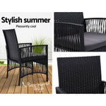 Outdoor Furniture Dining Chairs Rattan Garden Patio Cushion Black x2 Gardeon