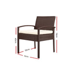 Outdoor Chairs Wicker Dining Chair Patio Garden Furniture Lounge Bistro Set Cafe Cushion Gardeon Brown