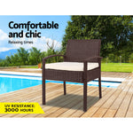 Outdoor Chairs Wicker Dining Chair Patio Garden Furniture Lounge Bistro Set Cafe Cushion Gardeon Brown
