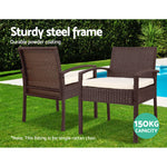 Outdoor Chairs Wicker Dining Chair Patio Garden Furniture Lounge Bistro Set Cafe Cushion Gardeon Brown