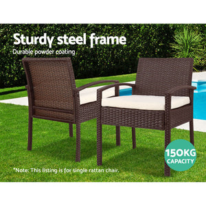 Outdoor Chairs Wicker Dining Chair Patio Garden Furniture Lounge Bistro Set Cafe Cushion Gardeon Brown