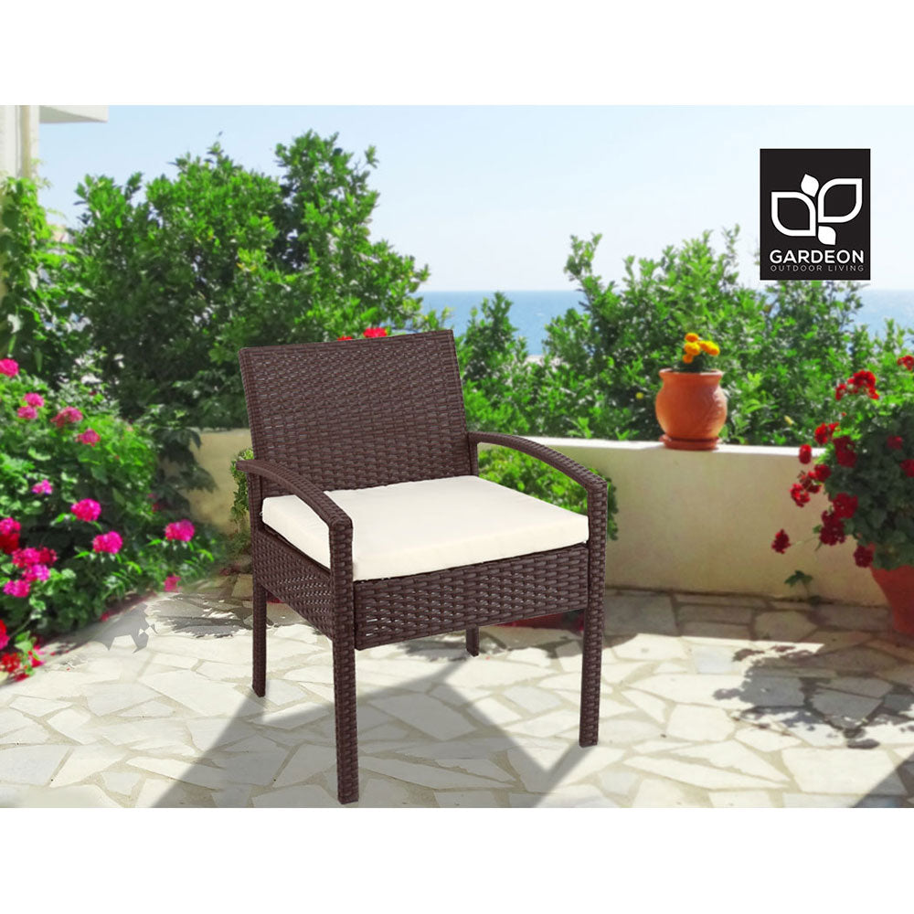 Outdoor Chairs Wicker Dining Chair Patio Garden Furniture Lounge Bistro Set Cafe Cushion Gardeon Brown