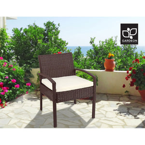 Outdoor Chairs Wicker Dining Chair Patio Garden Furniture Lounge Bistro Set Cafe Cushion Gardeon Brown
