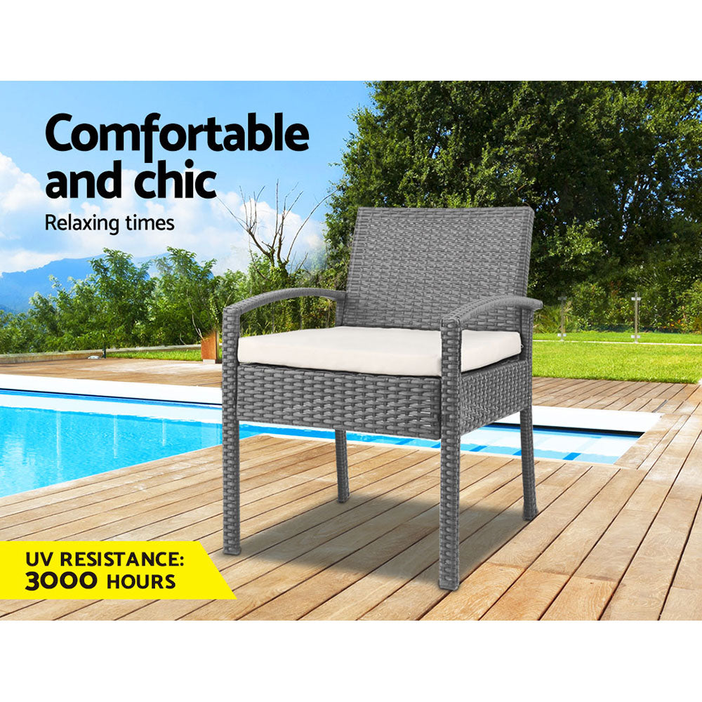 Gardeon Outdoor Furniture Bistro Wicker Chair Grey