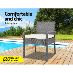 Gardeon Outdoor Furniture Bistro Wicker Chair Grey